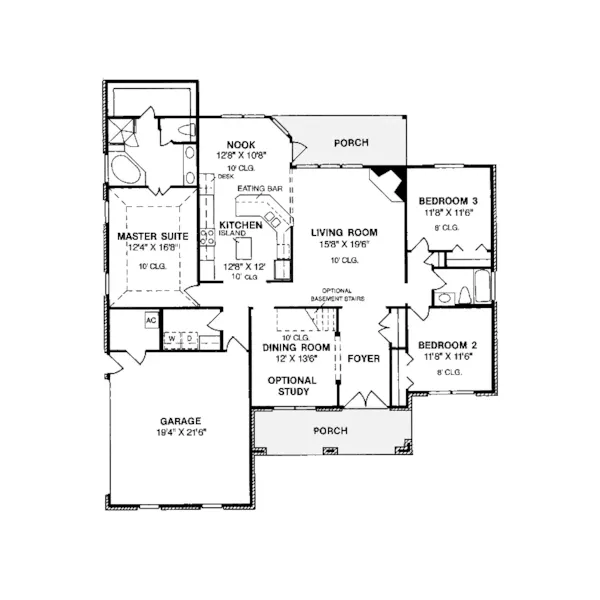 Traditional House Plan First Floor - Shetland Hill Ranch Home 130D-0010 - Shop House Plans and More