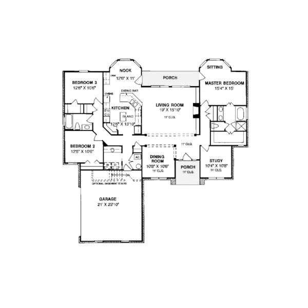 Southern House Plan First Floor - Darnell Traditional Home 130D-0019 - Search House Plans and More