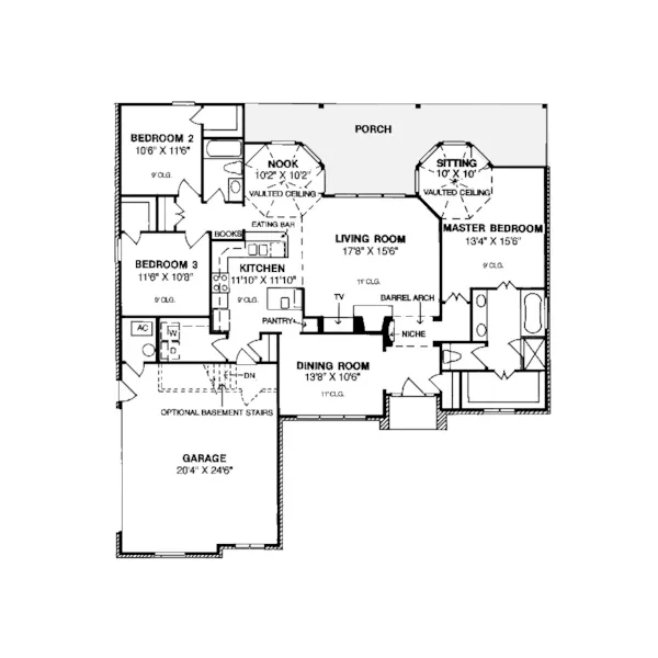 Traditional House Plan First Floor - Lockette European Ranch Home 130D-0023 - Shop House Plans and More