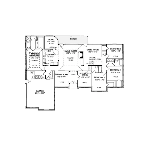 Country House Plan First Floor - Calavera Traditional Ranch Home 130D-0027 - Search House Plans and More