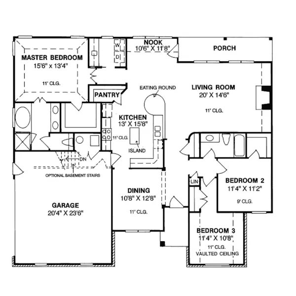 Ranch House Plan First Floor - Greenburg Traditional Ranch Home 130D-0037 - Search House Plans and More