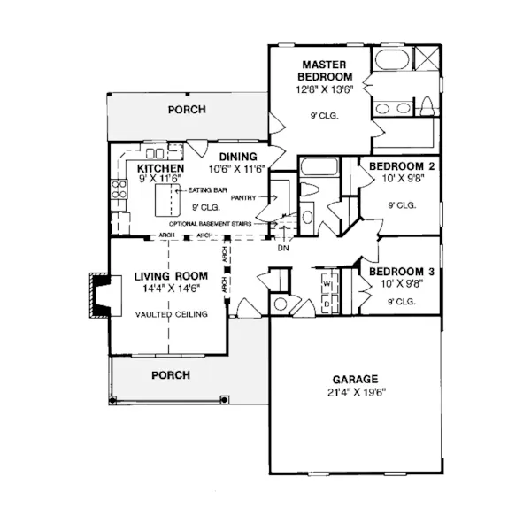 Ranch House Plan First Floor - Almandine Neoclassical Home 130D-0042 - Search House Plans and More