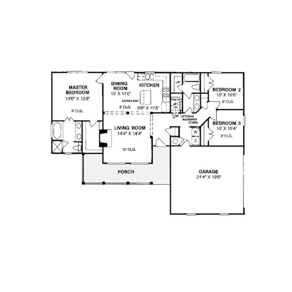 Country House Plan First Floor - Breton Country Ranch Home 130D-0045 - Search House Plans and More