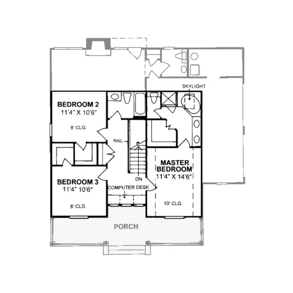 Southern House Plan Second Floor - Corvelle Traditional Farmhouse 130D-0055 - Search House Plans and More