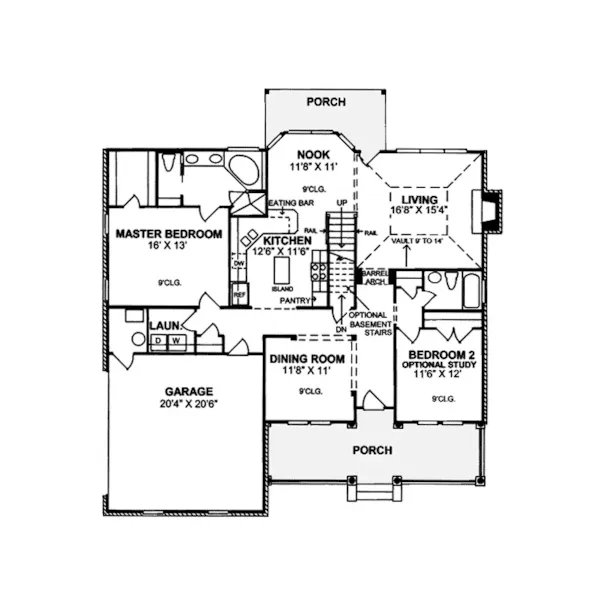 Southern House Plan First Floor - Maybrook Southern Country Home 130D-0063 - Shop House Plans and More