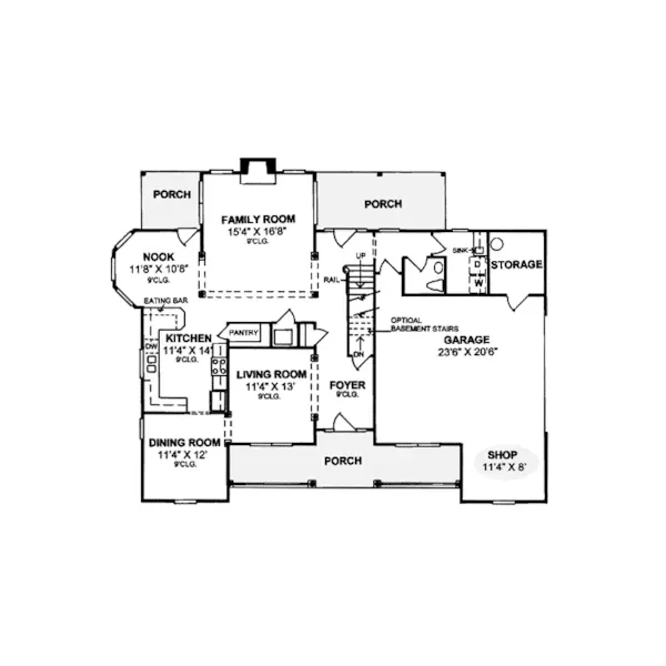 Farmhouse Plan First Floor - Hardusty Farmhouse 130D-0068 - Search House Plans and More