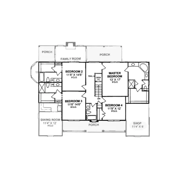 Farmhouse Plan Second Floor - Hardusty Farmhouse 130D-0068 - Search House Plans and More