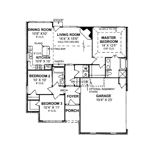 Southern House Plan First Floor - Colin Southern Ranch Home 130D-0074 - Search House Plans and More