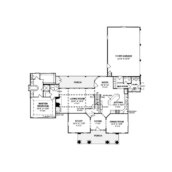 Colonial House Plan First Floor - Orlando Plantation Southern Home 130D-0081 - Shop House Plans and More