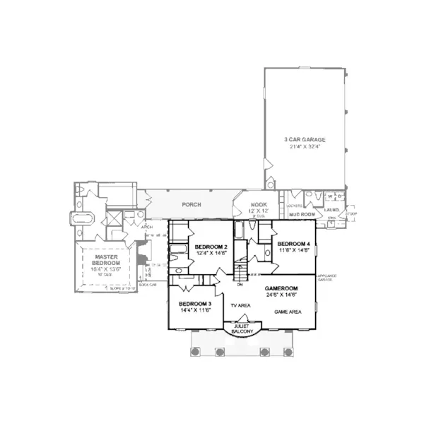 Colonial House Plan Second Floor - Orlando Plantation Southern Home 130D-0081 - Shop House Plans and More