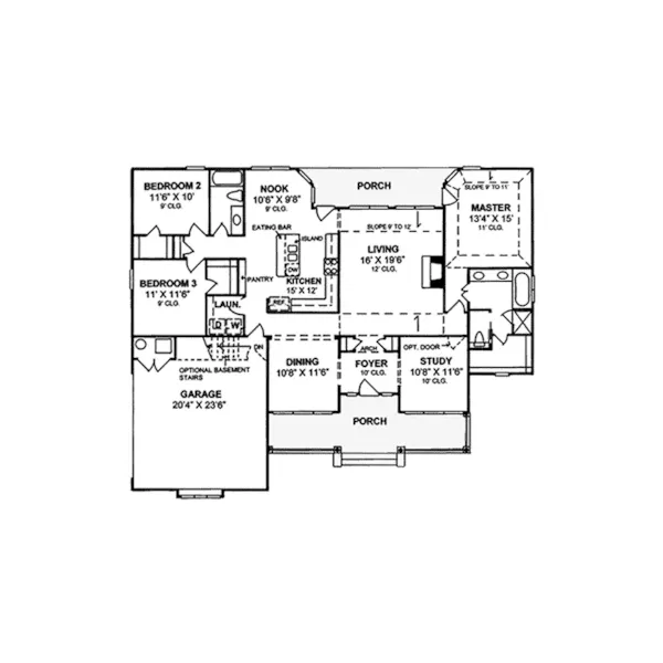 Country House Plan First Floor - Briarcourt Ranch Home 130D-0083 - Search House Plans and More