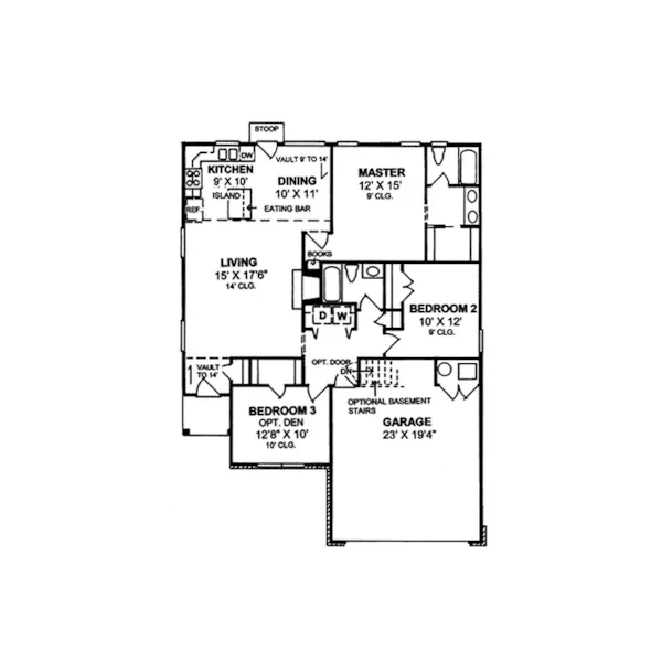 Ranch House Plan First Floor - Hayden Hill Narrow Lot Home 130D-0086 - Search House Plans and More