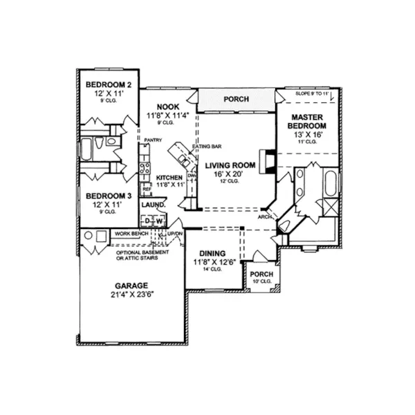 English Cottage House Plan First Floor - Glenrose Country Home 130D-0107 - Search House Plans and More