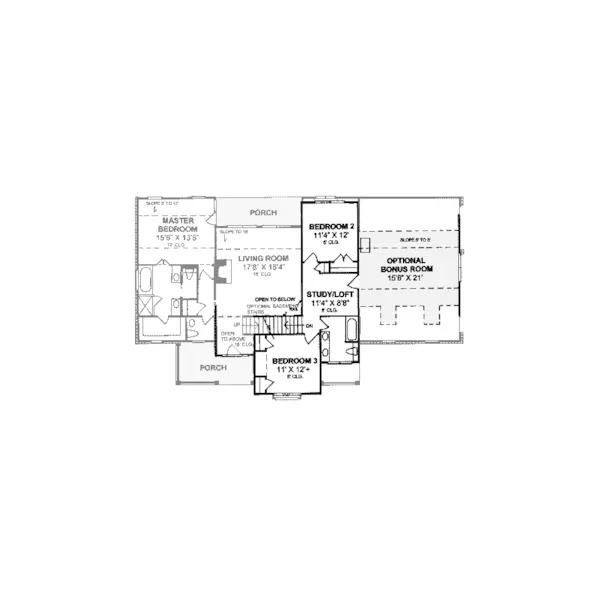 Southern House Plan Second Floor - Levinson Country Home 130D-0109 - Shop House Plans and More