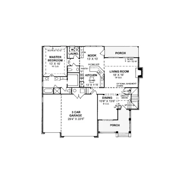 Farmhouse Plan First Floor - Hagers Grove Country Farmhouse 130D-0115 - Search House Plans and More