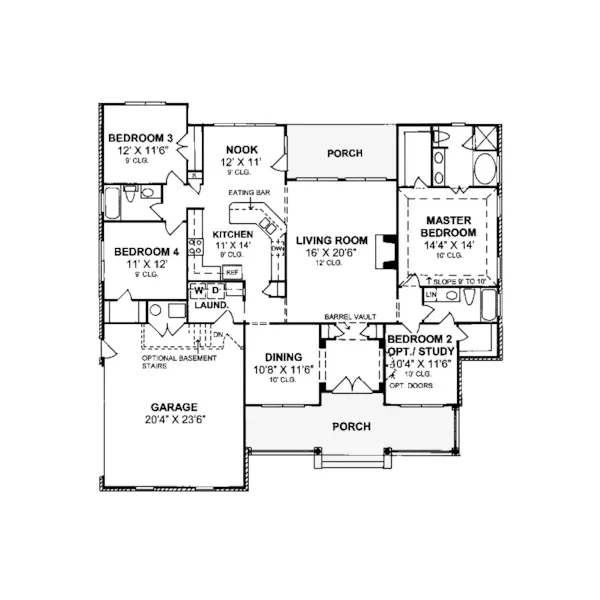 Traditional House Plan First Floor - Obsidion Country Ranch Home 130D-0116 - Shop House Plans and More