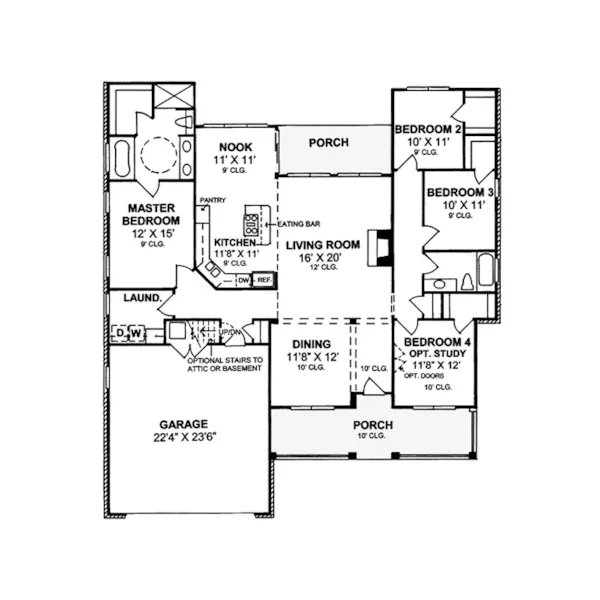 Traditional House Plan First Floor - Clarice Country Ranch Home 130D-0122 - Search House Plans and More