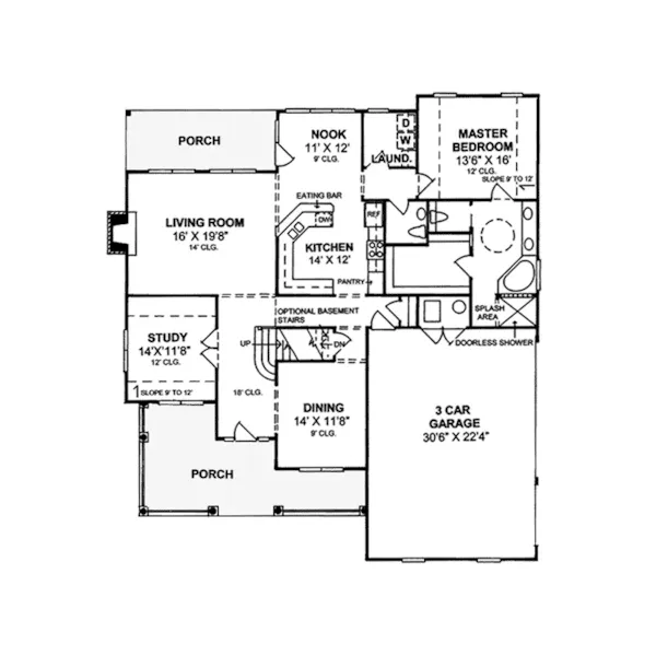 Country House Plan First Floor - Lefton Hill Country Home 130D-0124 - Shop House Plans and More