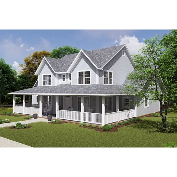 Farmhouse Plan Front Photo 01 - Marcasite Mill Country Farmhouse 130D-0135 - Shop House Plans and More