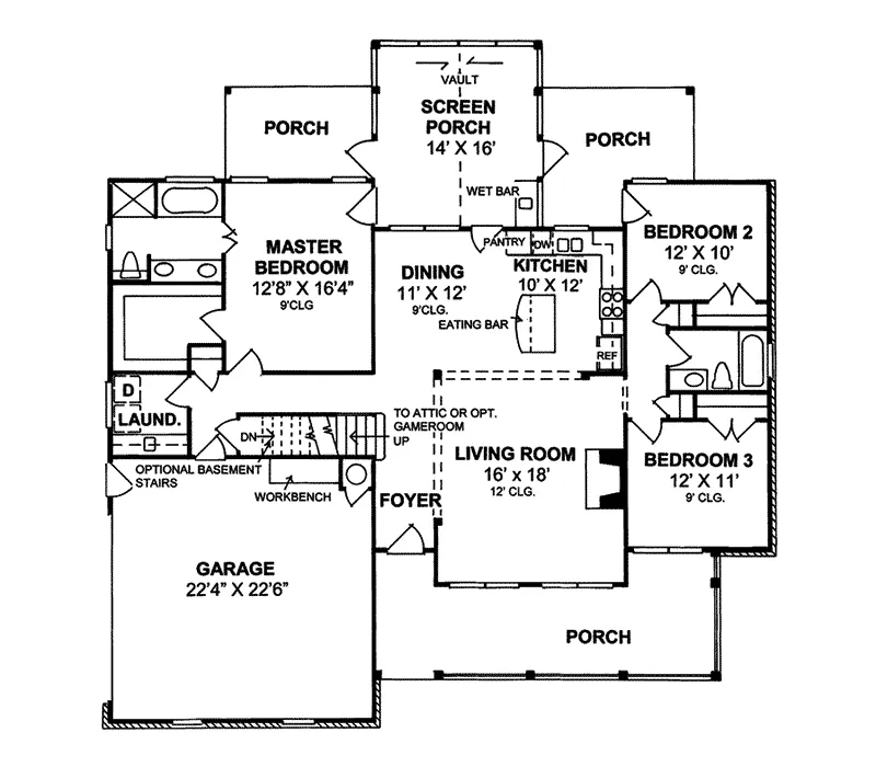Country House Plan First Floor - Delaplain Traditional Home 130D-0138 - Search House Plans and More