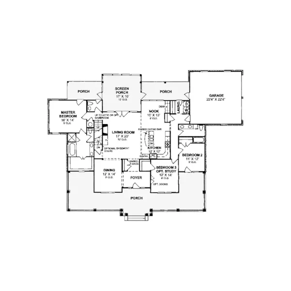 Southern House Plan First Floor - Kellridge Pass Country Home 130D-0140 - Search House Plans and More