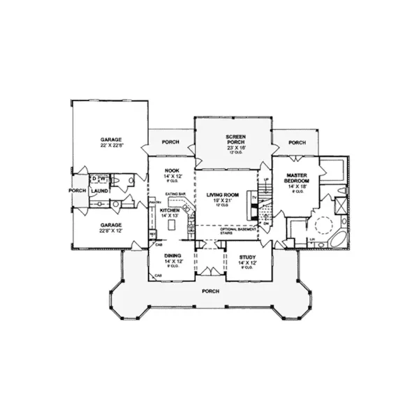 Traditional House Plan First Floor - Dunbarton Victorian Home 130D-0146 - Search House Plans and More