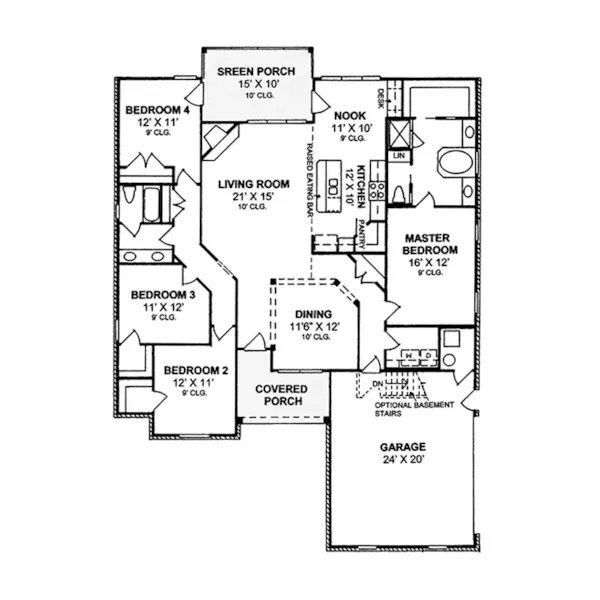 Southern House Plan First Floor - Bromsgrove Traditional Home 130D-0152 - Search House Plans and More