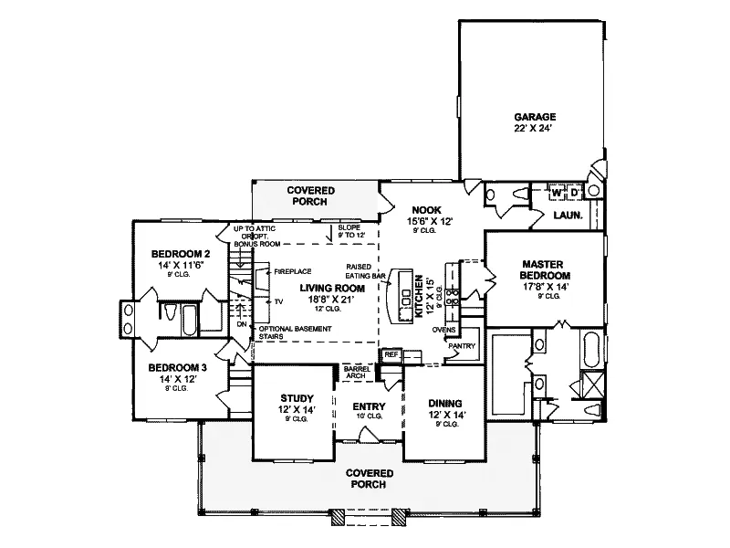 Acadian House Plan First Floor - Hutchins Farm Country Home 130D-0154 - Search House Plans and More