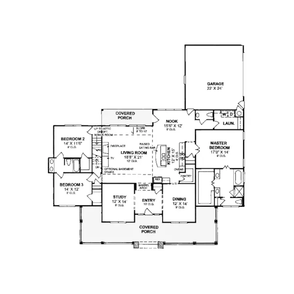 Southern House Plan First Floor - Hutchins Farm Country Home 130D-0154 - Search House Plans and More