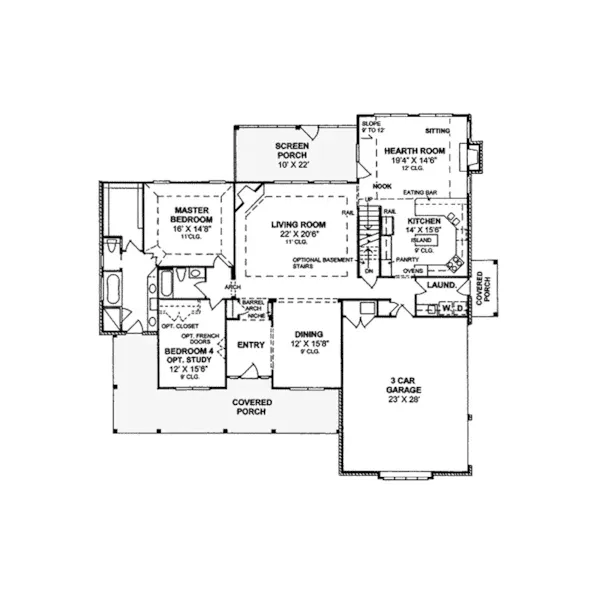 Country House Plan First Floor - Christchurch Creek Southern Home 130D-0155 - Search House Plans and More