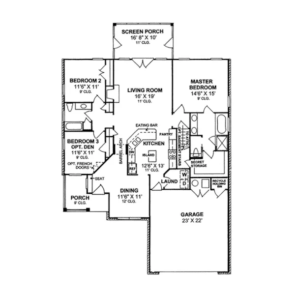 Modern House Plan First Floor - Dougherty Ridge Ranch Home 130D-0158 - Search House Plans and More