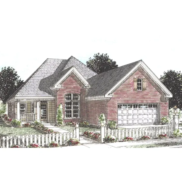 Brick Ranch Has Country Style With Side Porch