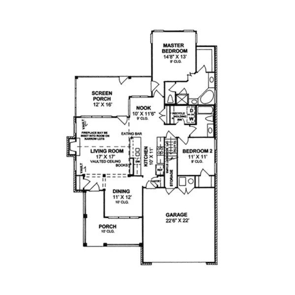 Ranch House Plan First Floor - Adam Lake Ranch Home 130D-0166 - Search House Plans and More