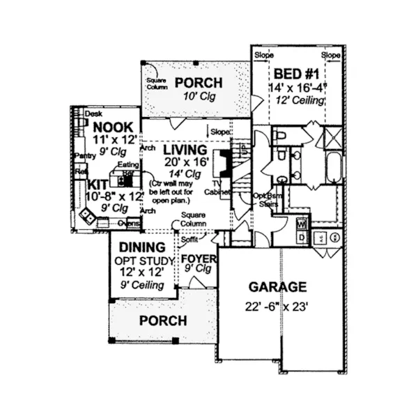 Traditional House Plan First Floor - Mantovani Country Home 130D-0175 - Shop House Plans and More