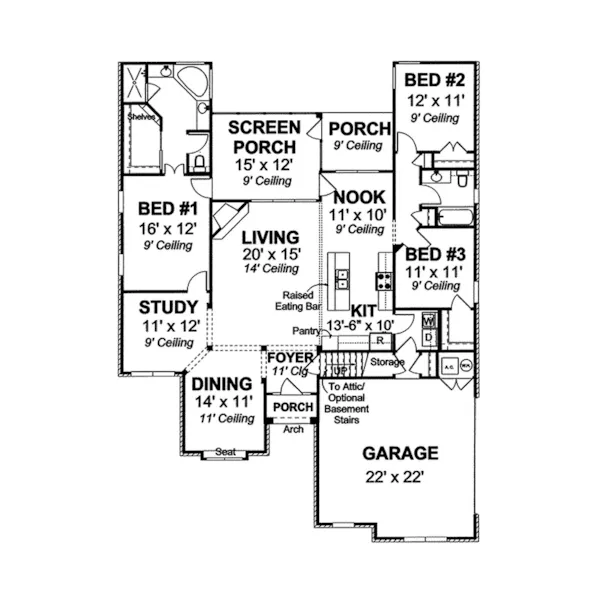 Traditional House Plan First Floor - Loxford Traditional Home 130D-0177 - Shop House Plans and More