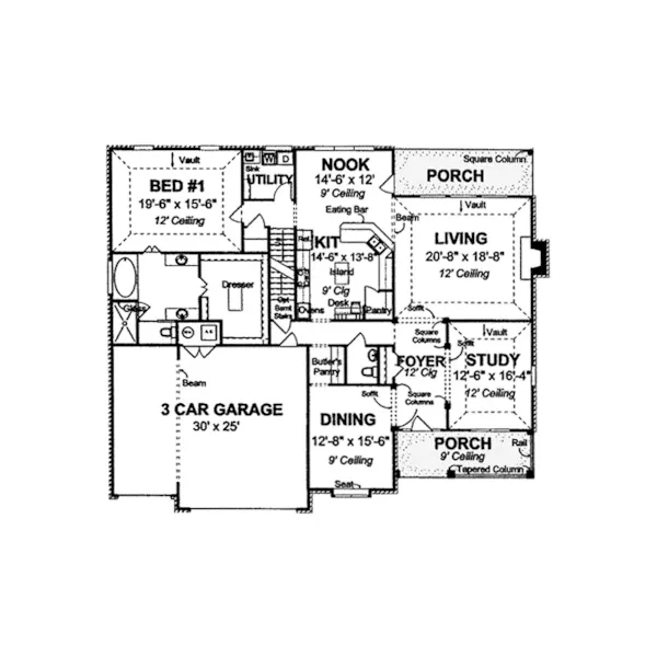 European House Plan First Floor - Valentina Traditional Home 130D-0179 - Shop House Plans and More