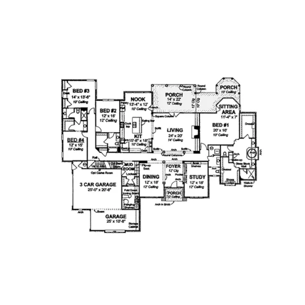 Southern House Plan First Floor - Woodhull Luxury Traditional Home 130D-0180 - Shop House Plans and More