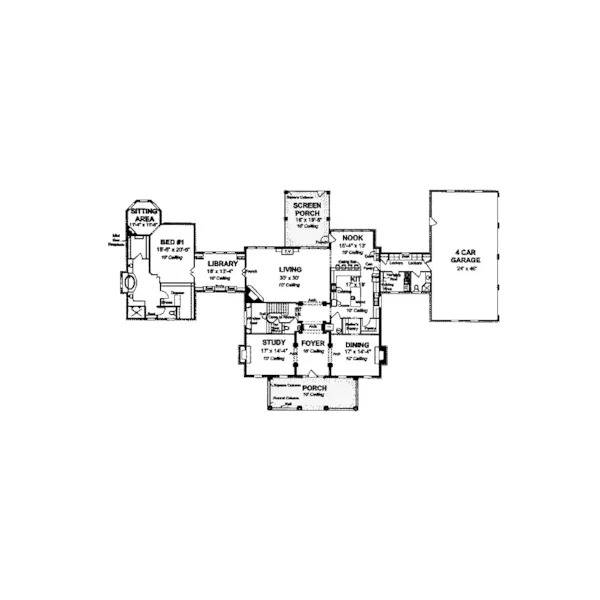 Colonial House Plan First Floor - Oaktree Estate Luxury Home 130D-0183 - Shop House Plans and More