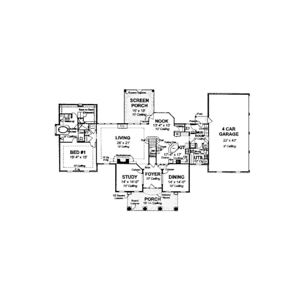 Greek Revival House Plan First Floor - Damaris Greek Revival Home 130D-0184 - Search House Plans and More