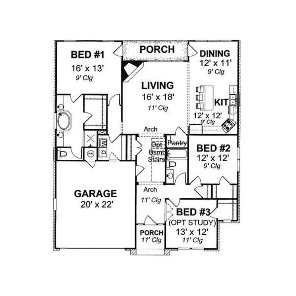 Arts & Crafts House Plan First Floor - Piccadilly Square English Home 130D-0188 - Shop House Plans and More