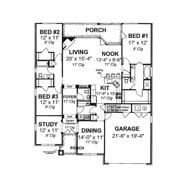 Traditional House Plan First Floor - Lillian Hill Ranch Bungalow Home 130D-0191 - Shop House Plans and More