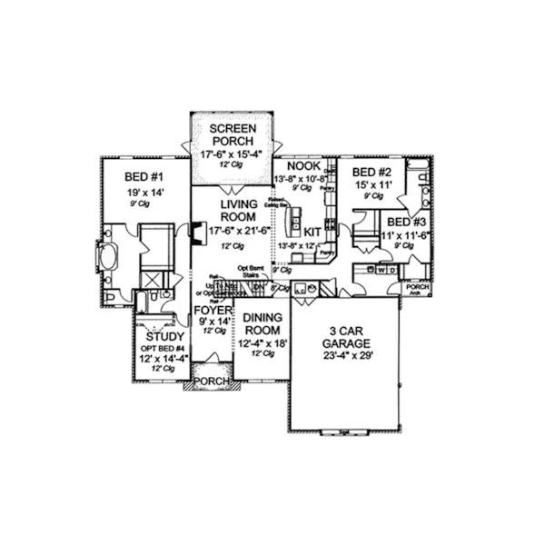 Southern House Plan First Floor - Meramec Forest Southern Home 130D-0193 - Shop House Plans and More