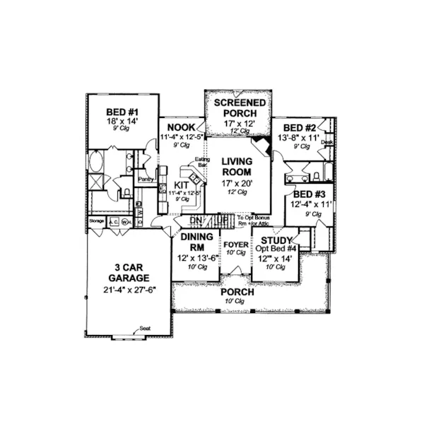 Ranch House Plan First Floor - Nichols Hills Country Home 130D-0199 - Shop House Plans and More