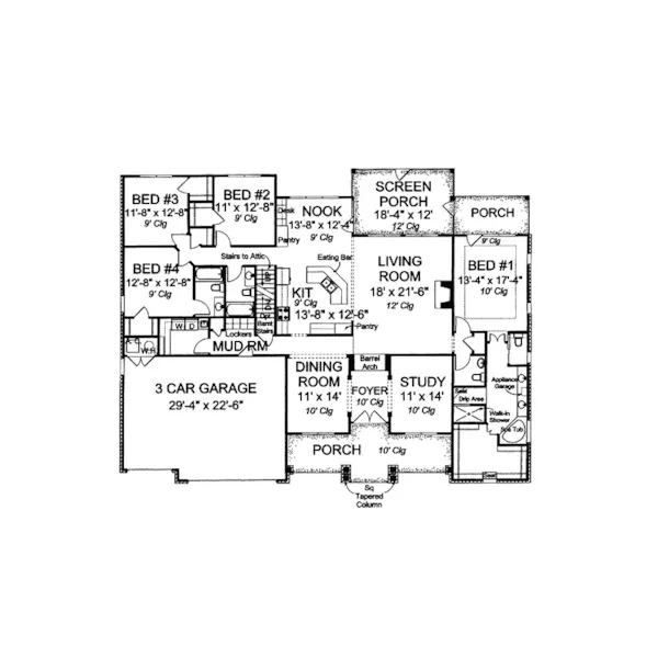 Country House Plan First Floor - Mayhall Ranch Home 130D-0200 - Shop House Plans and More