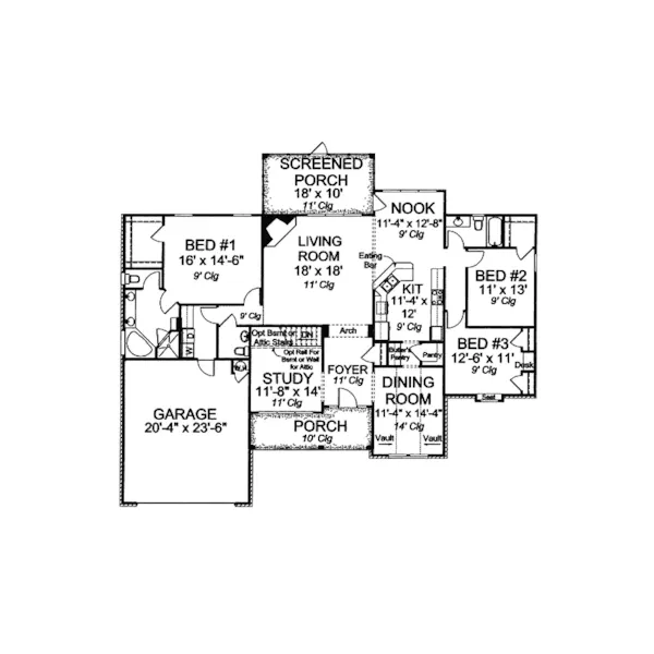 Southern House Plan First Floor - Sedgemoor Country Home 130D-0202 - Shop House Plans and More