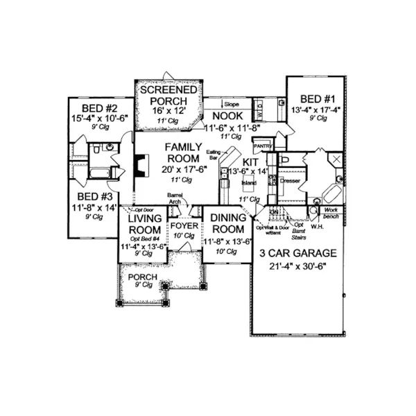 Shingle House Plan First Floor - Crenshaw Traditional Home 130D-0207 - Search House Plans and More