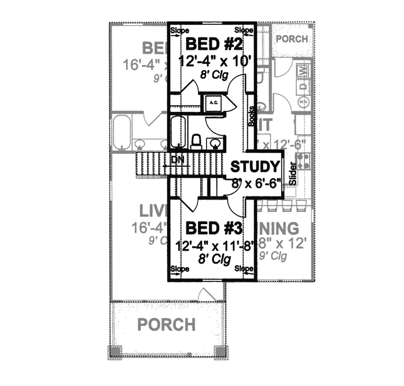 Country House Plan Second Floor - Langwood Narrow Lot Country Home 130D-0210 - Shop House Plans and More