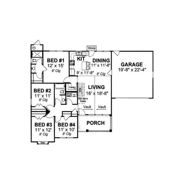 Ranch House Plan First Floor - Moselle Creek Country Ranch Home 130D-0213 - Shop House Plans and More