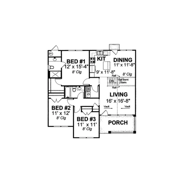 Shingle House Plan First Floor - Kenhorst Country Ranch Home 130D-0214 - Search House Plans and More