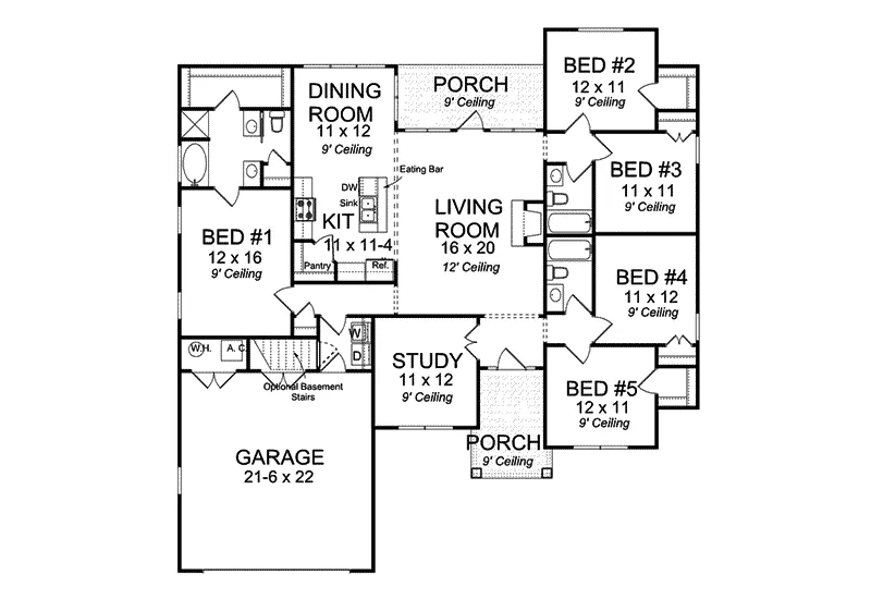 Ranch House Plan First Floor - 130D-0315 - Shop House Plans and More